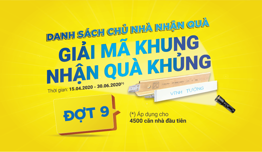 Danh sách chủ nhà đợt 9 nhận được bộ quà tặng tân gia trị giá 1 triệu đồng