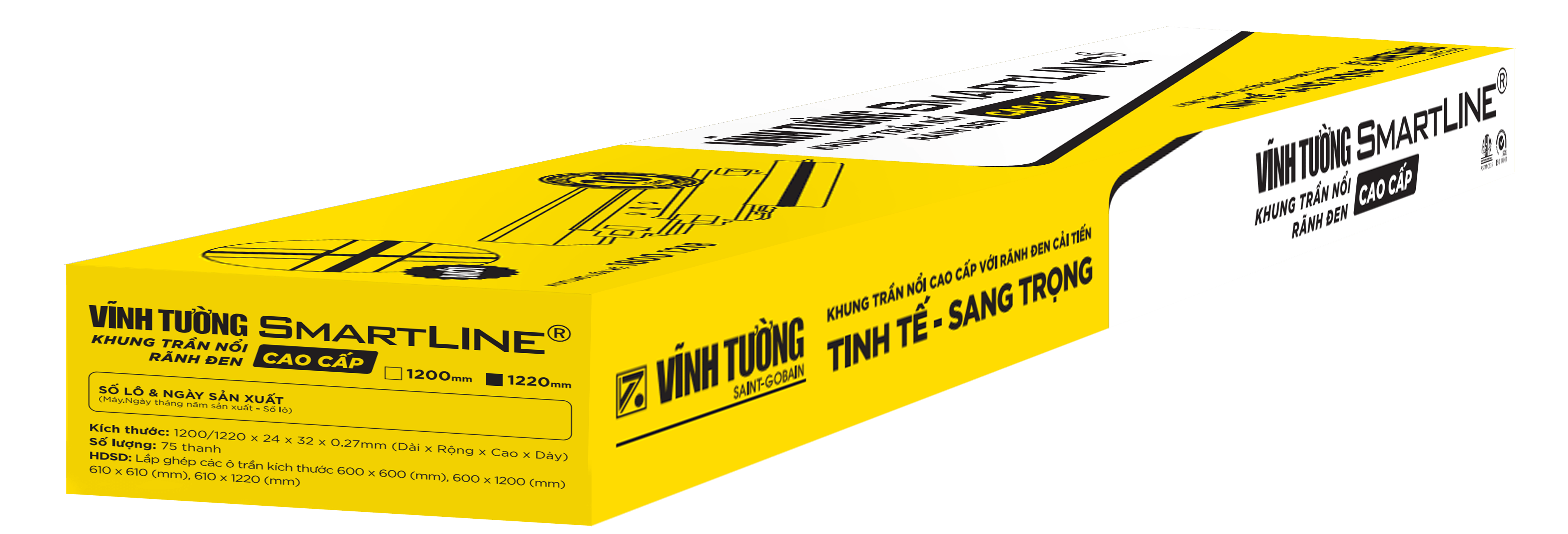 Khung trần nổi cao cấp VĨNH TƯỜNG SmartLINE cải tiến