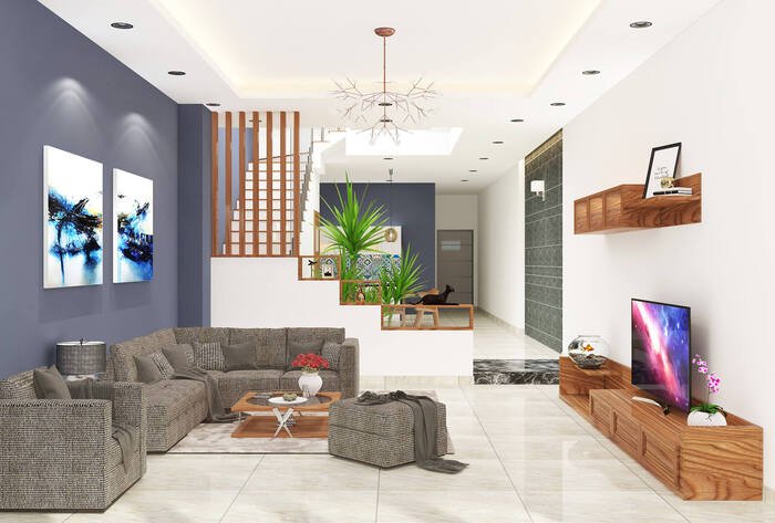 10 mẫu thiết kế nội thất phòng khách nhà ống hiện đại đẹp