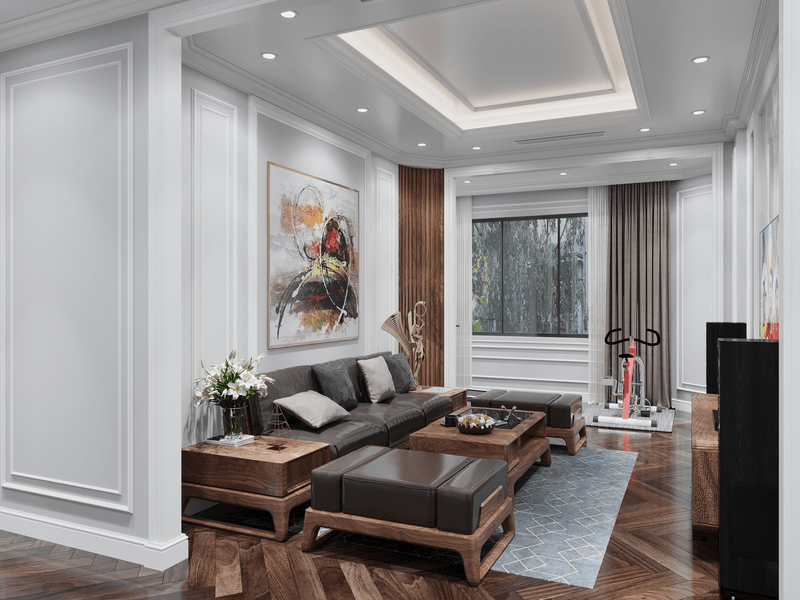 mẫu trần thạch cao hình chữ nhật đẹp, thiết kế hiện đại