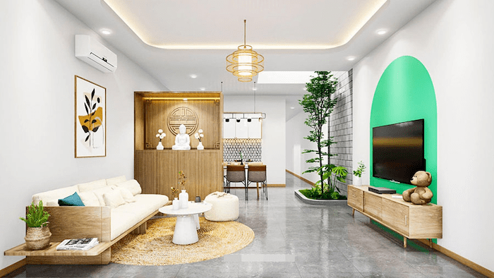 35+ Mẫu thiết kế nội thất phòng khách nhà cấp 4 đẹp, hiện đại