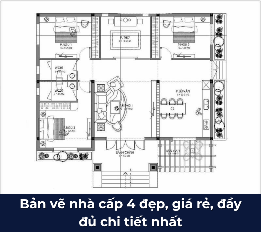 Top 35+ bản vẽ nhà cấp 4 đẹp, hiện đại, đầy đủ chi nhất 2025