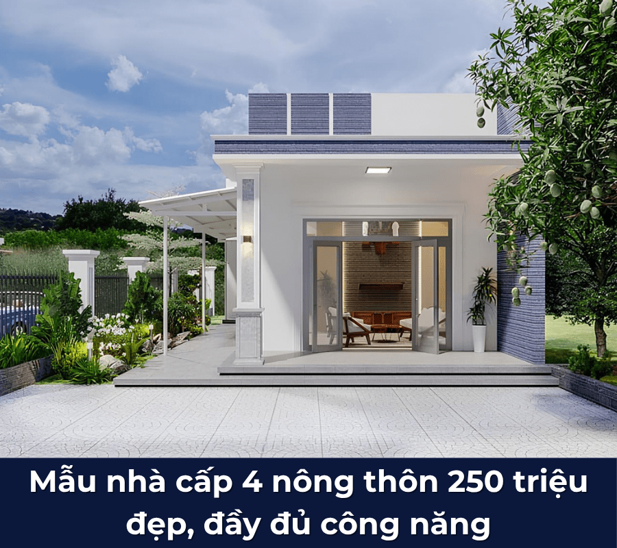 Mẫu nhà cấp 4 nông thôn 250 triệu đẹp, ấn tượng