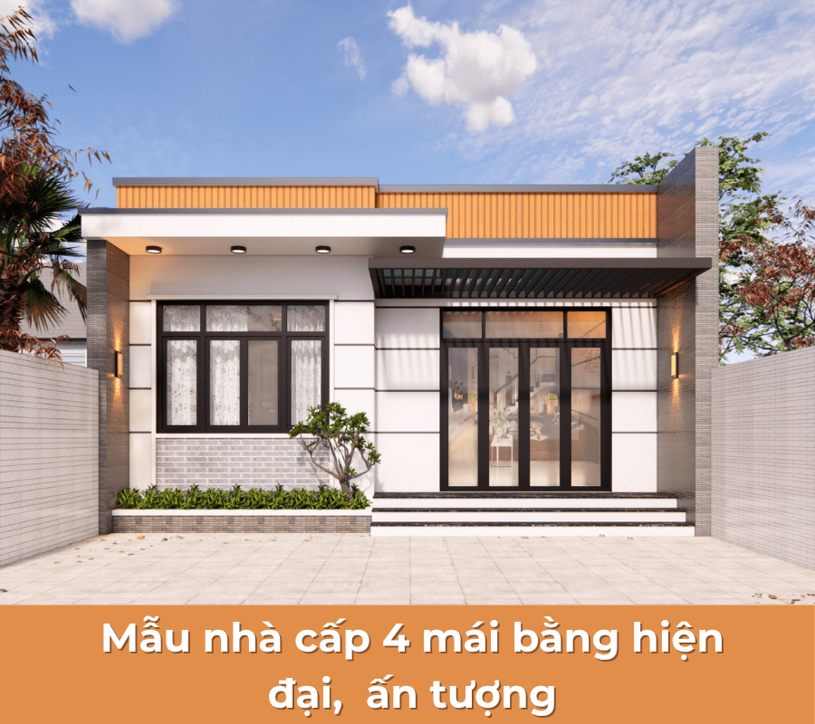 Mẫu nhà cấp 4 mái bằng đẹp, hiện đại, ấn tượng