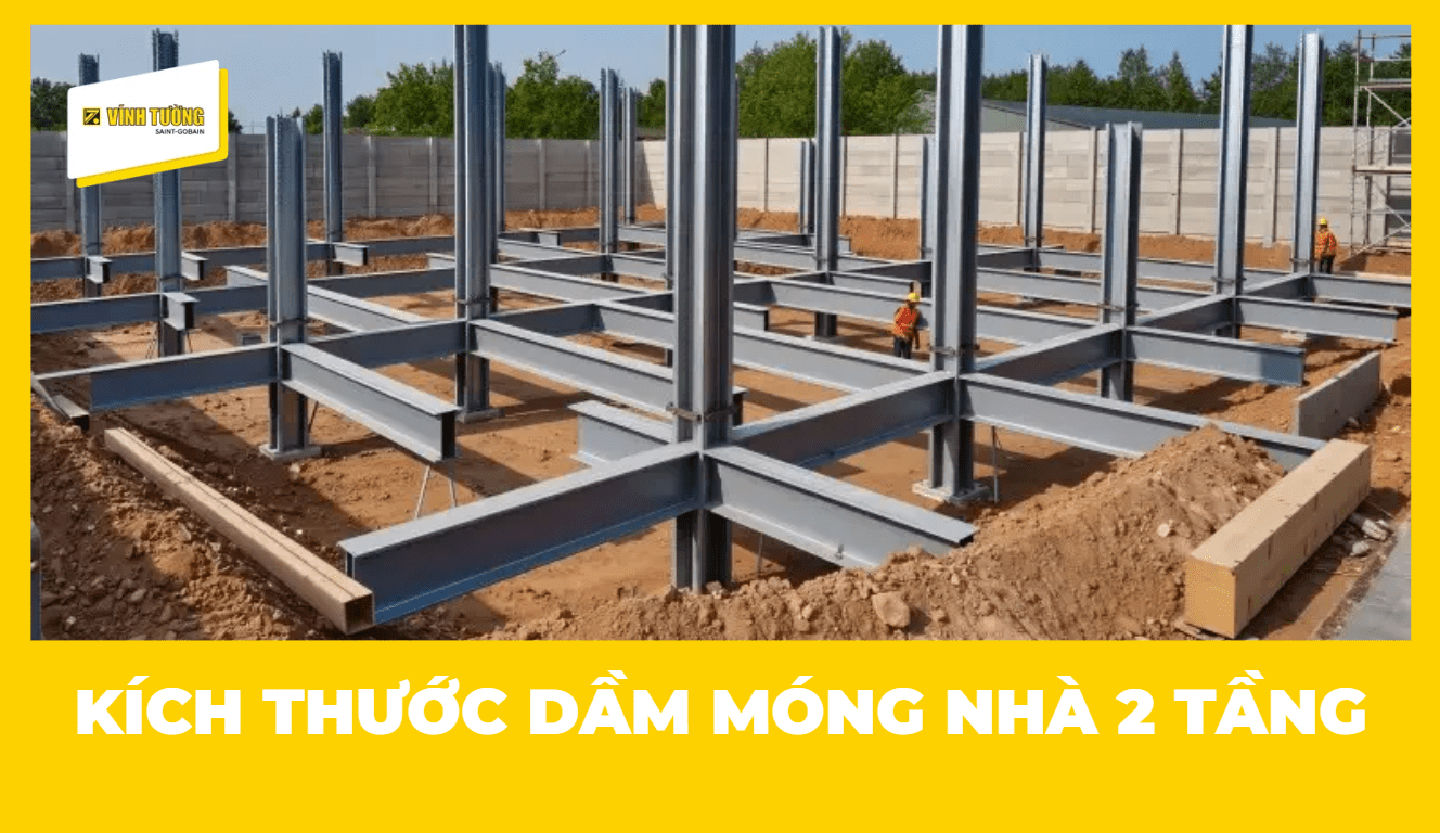 Kích thước dầm móng nhà 2 tầng tiêu chuẩn là bao nhiêu?