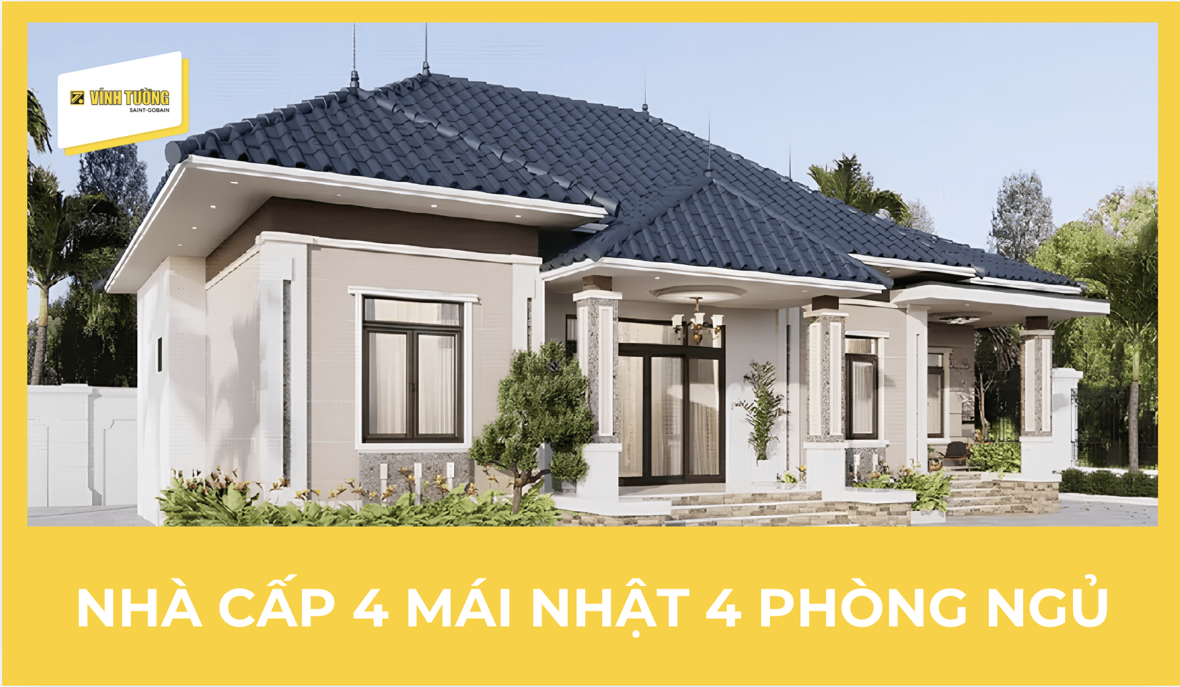 35+ Mẫu nhà cấp 4 mái Nhật 4 phòng ngủ đẹp, hiện đại, tiện nghi 2026