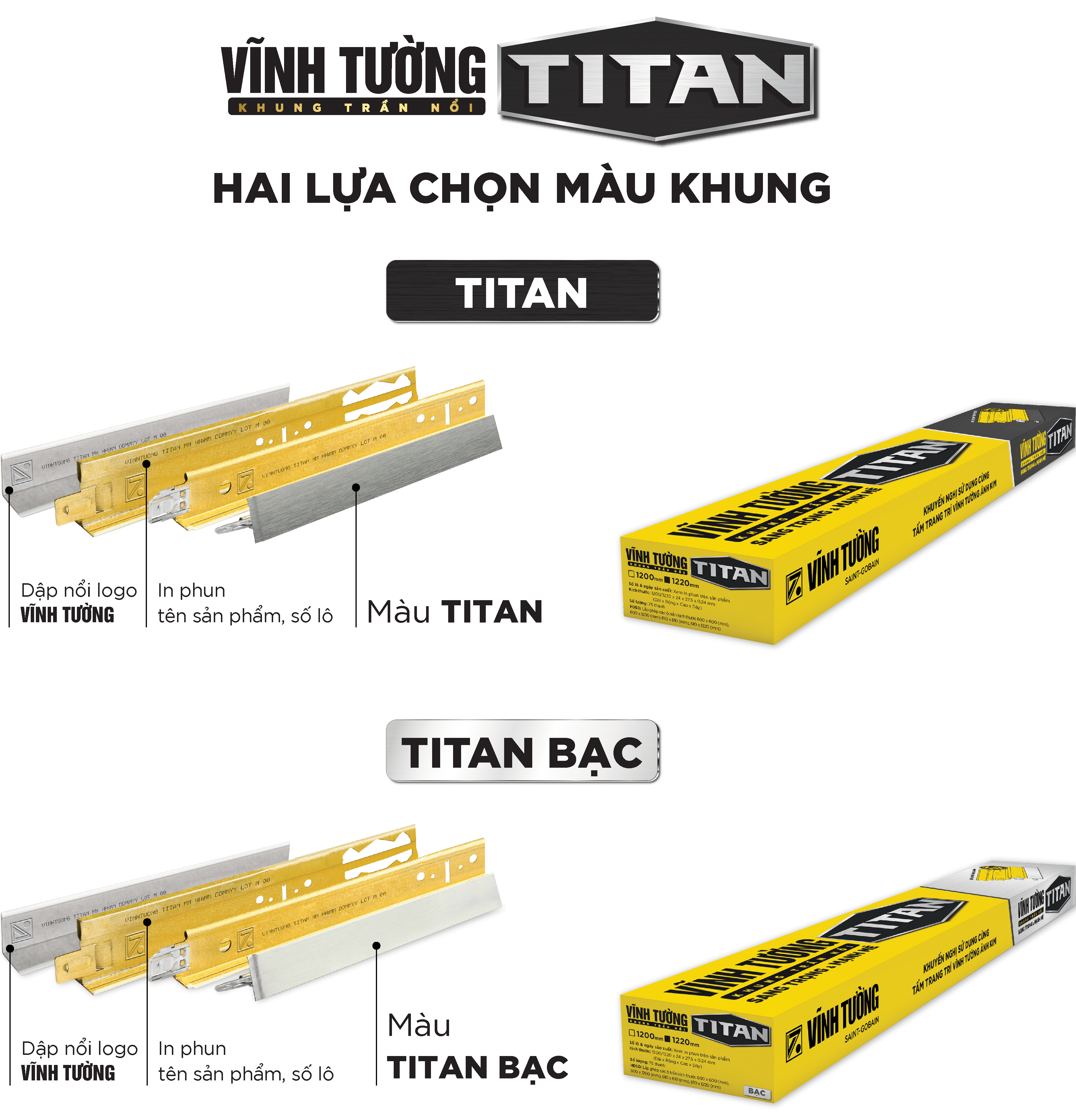 Khung trần nổi TITAN và TITAN Bạc