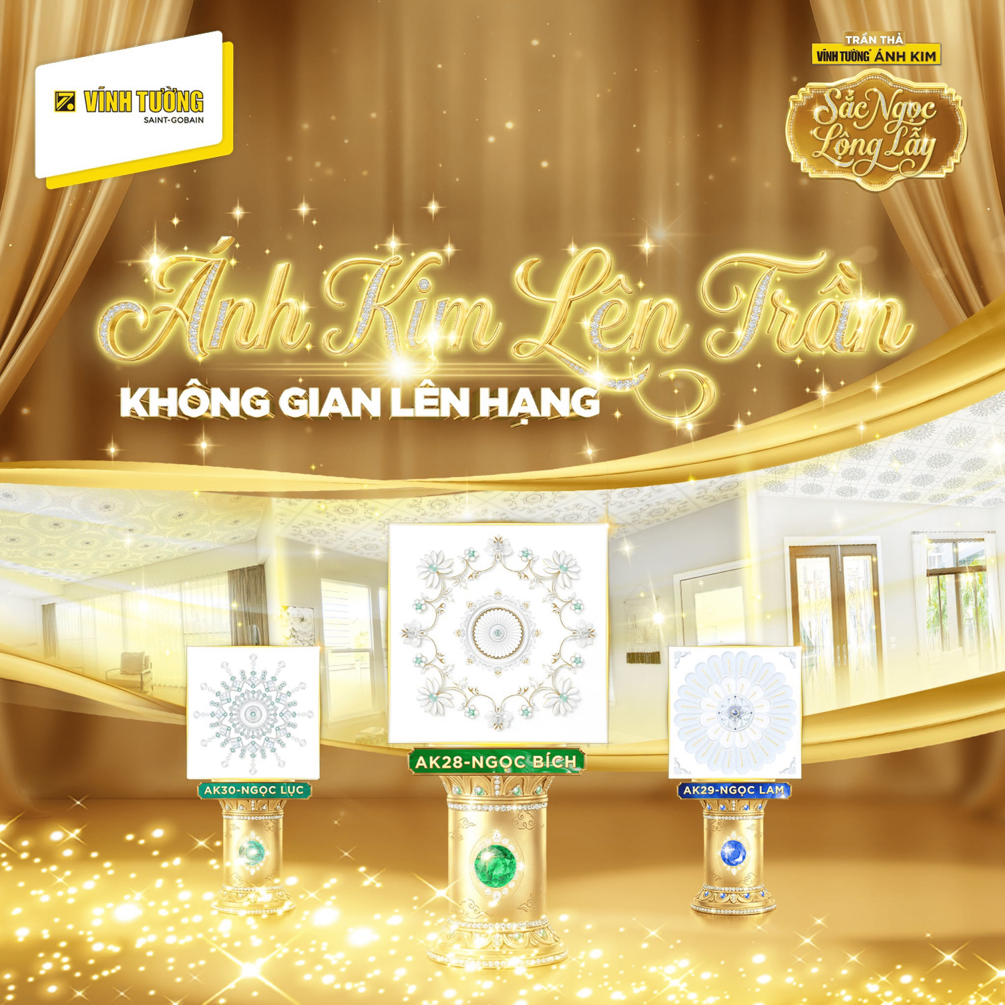 Hệ trần thả Vĩnh Tường Ánh Kim mang lại sự sang trọng cho không gian nhà gác lửng