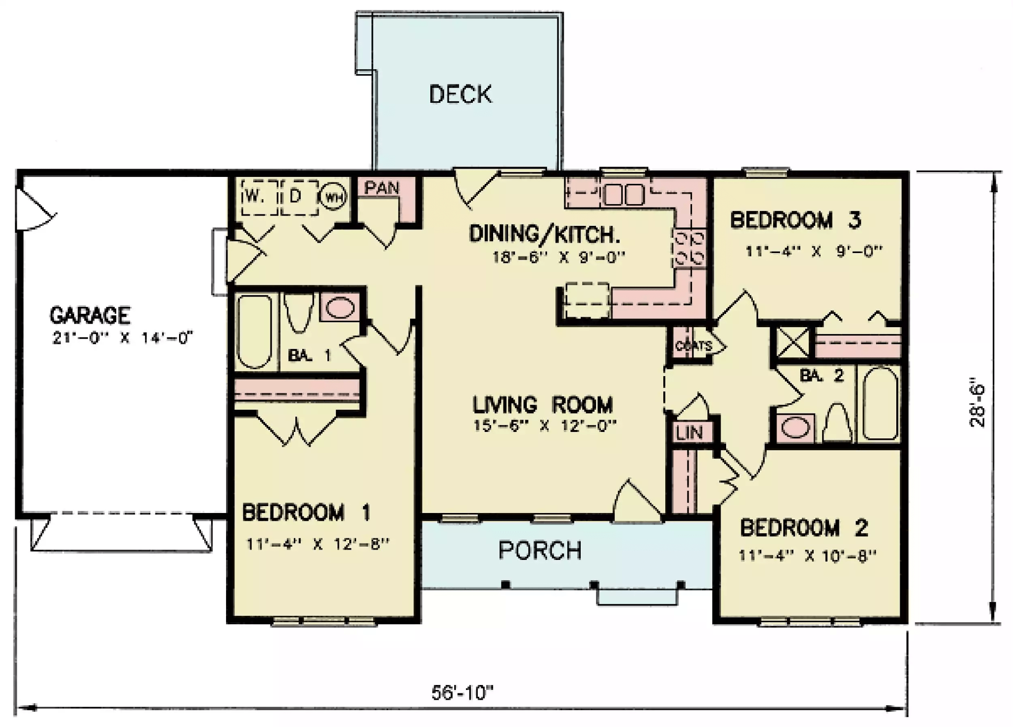 Bản vẽ mặt bằng công năng nhà cấp 4 mái bằng 3 phòng ngủ