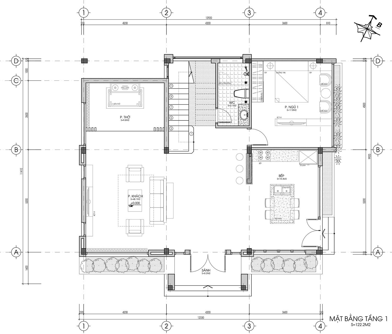 Tham khảo mẫu thiết kế nhà ống 2 tầng 5x20 đẹp, không gian và vị trí các phòng công năng rất hợp lý