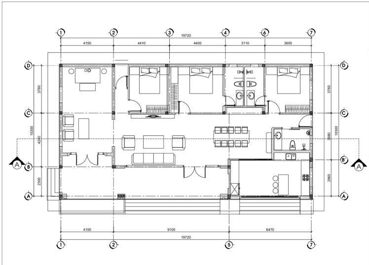 Bản vẽ nhà cấp 4 có sân vườn đầy đủ công năng