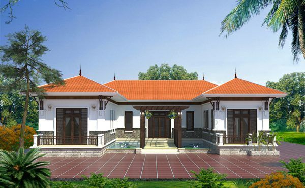 Mẫu nhà cấp 4 chữ U mang đến không gian sống thoáng đãng, tạo sự kết nối hài hòa giữa các phòng chức năn
