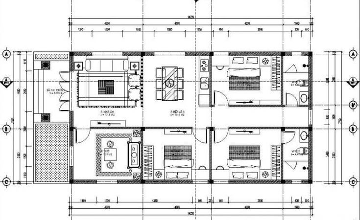 Bản vẽ mẫu nhà cấp 4 nông thôn 3 phòng ngủ được thiết kế đơn giản, phù hợp với nhu cầu sử dụng và cảnh quan vùng quê