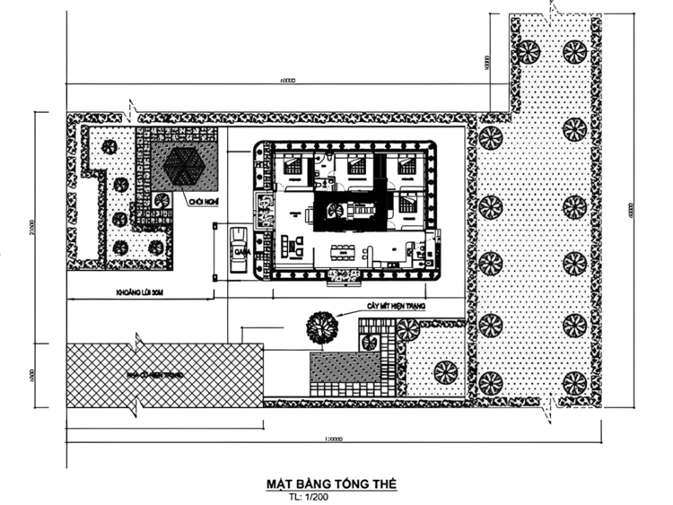 Bản vẽ nhà cấp 4 4 phòng ngủ phù hợp cho gia đình nhiều thế hệ, đảm bảo không gian sống riêng tư và tiện nghi