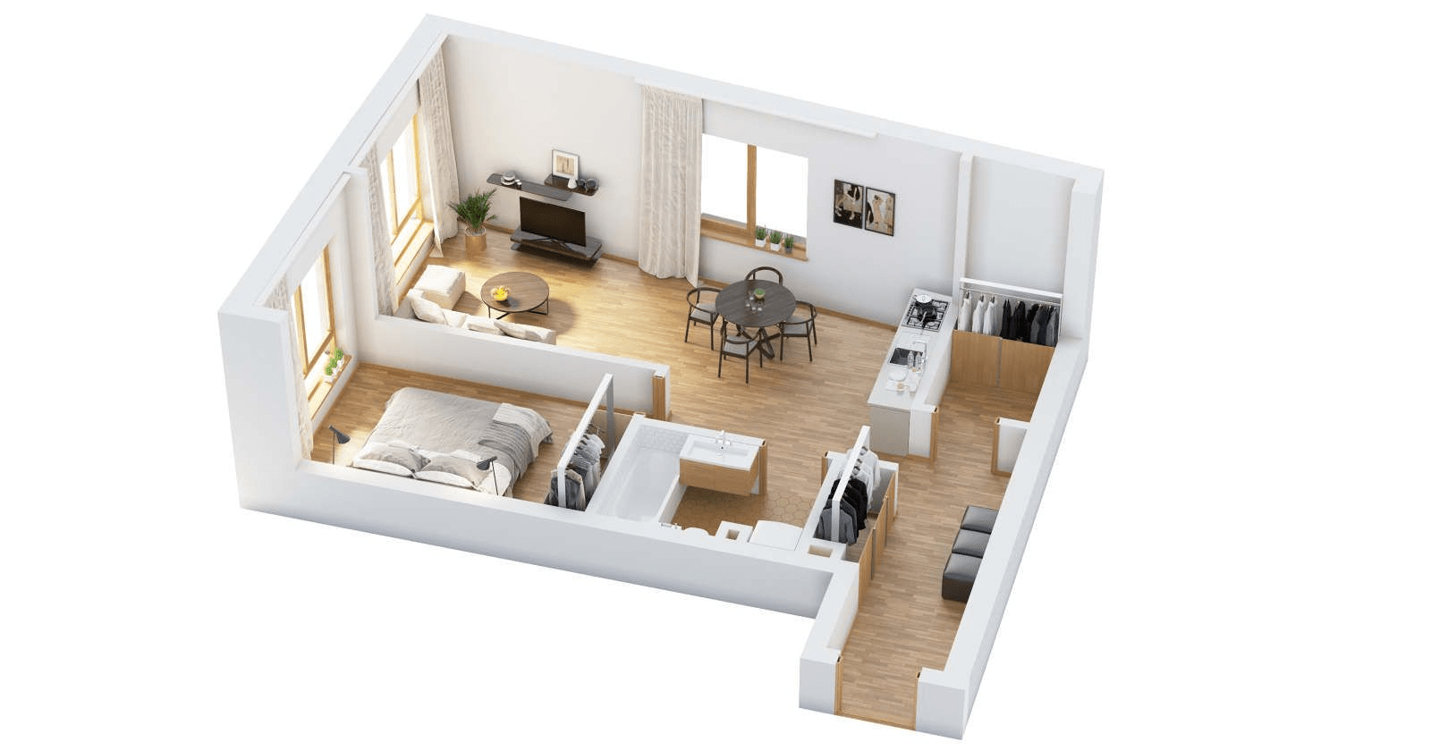 Bản vẽ nhà cấp 4 đơn giản 1 phòng ngủ cho đôi vợ chồng trẻ
