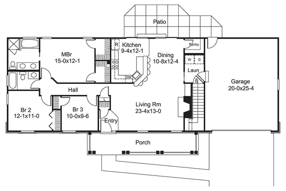 Bản vẽ nhà cấp 4 mái Thái 8x12m có gara