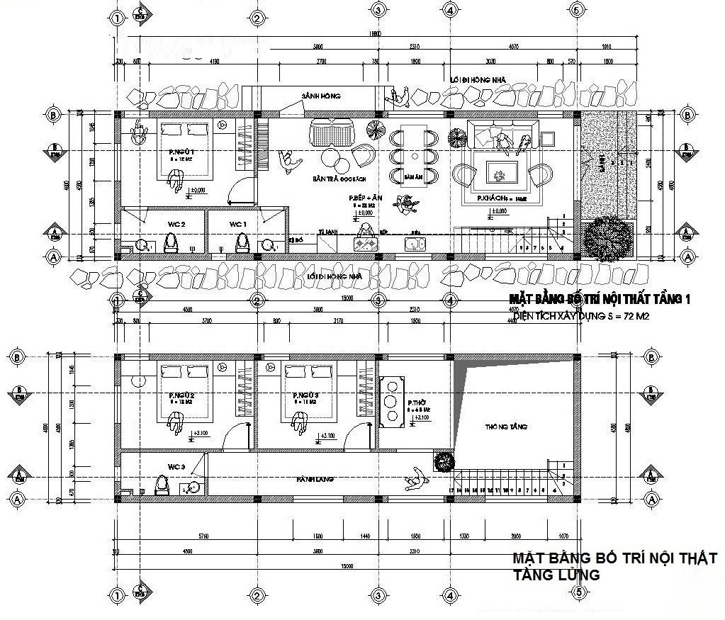 Bản vẽ nhà gác lửng 3 phòng ngủ chi tiết, đầy đủ công năng giá rẻ 500 triệu