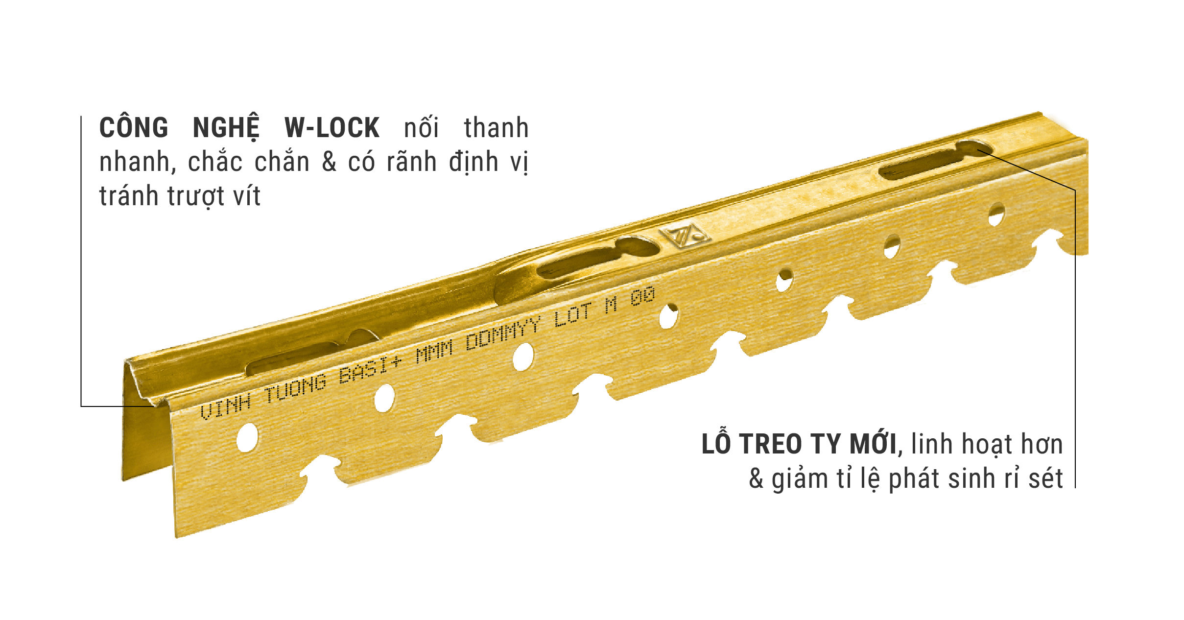 Công nghệ W-Lock của khung trần chìm Vĩnh Tường BASI® Plus