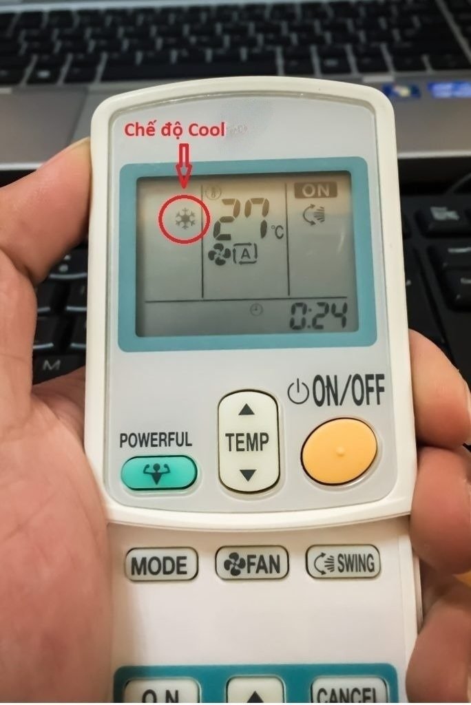 Ký hiệu chế độ COOL trên remote điều hòa