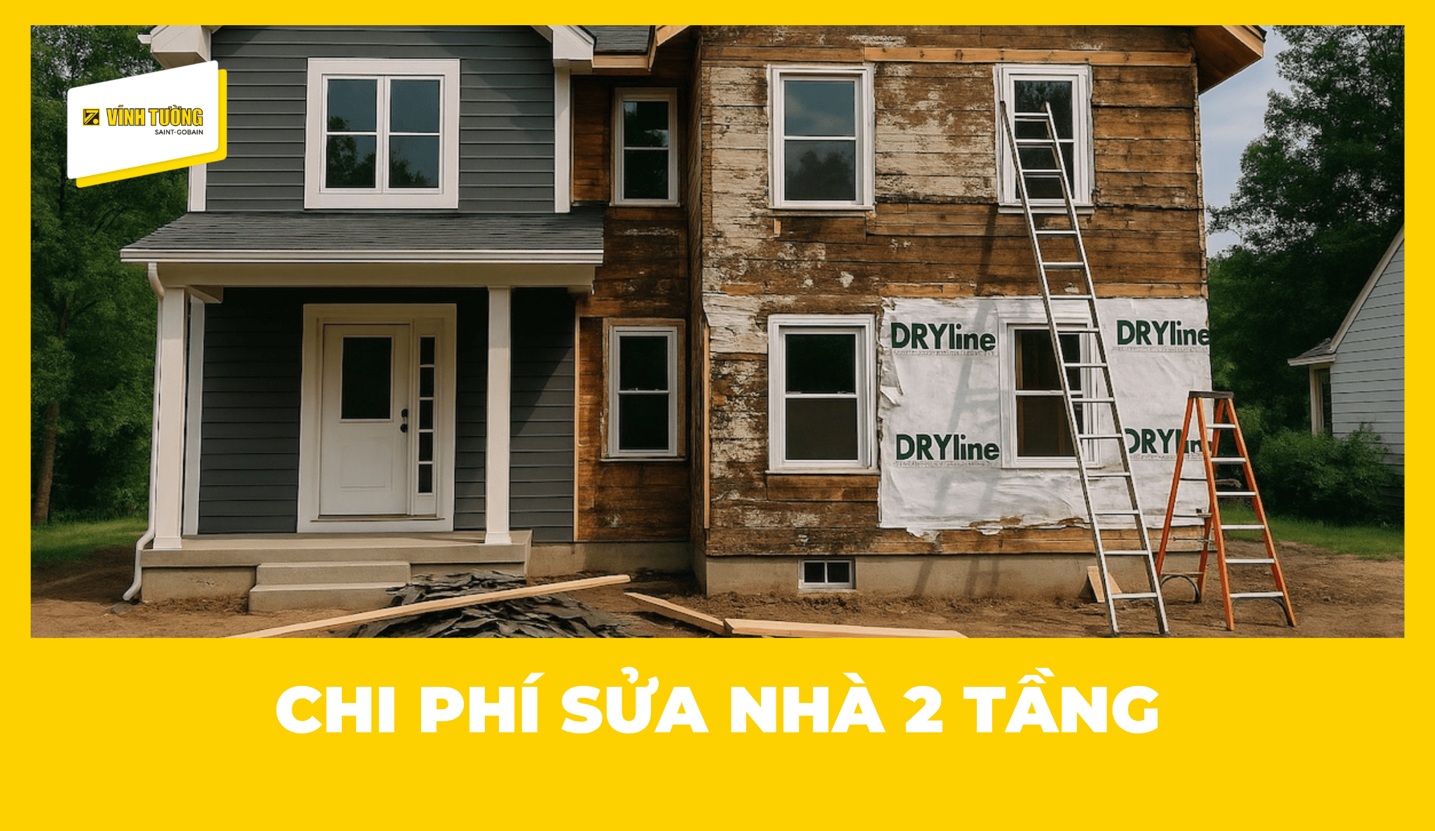 Chi phí sửa nhà 2 tầng dao động từ 500 - 700 triệu đồng nếu sửa chữa toàn bộ