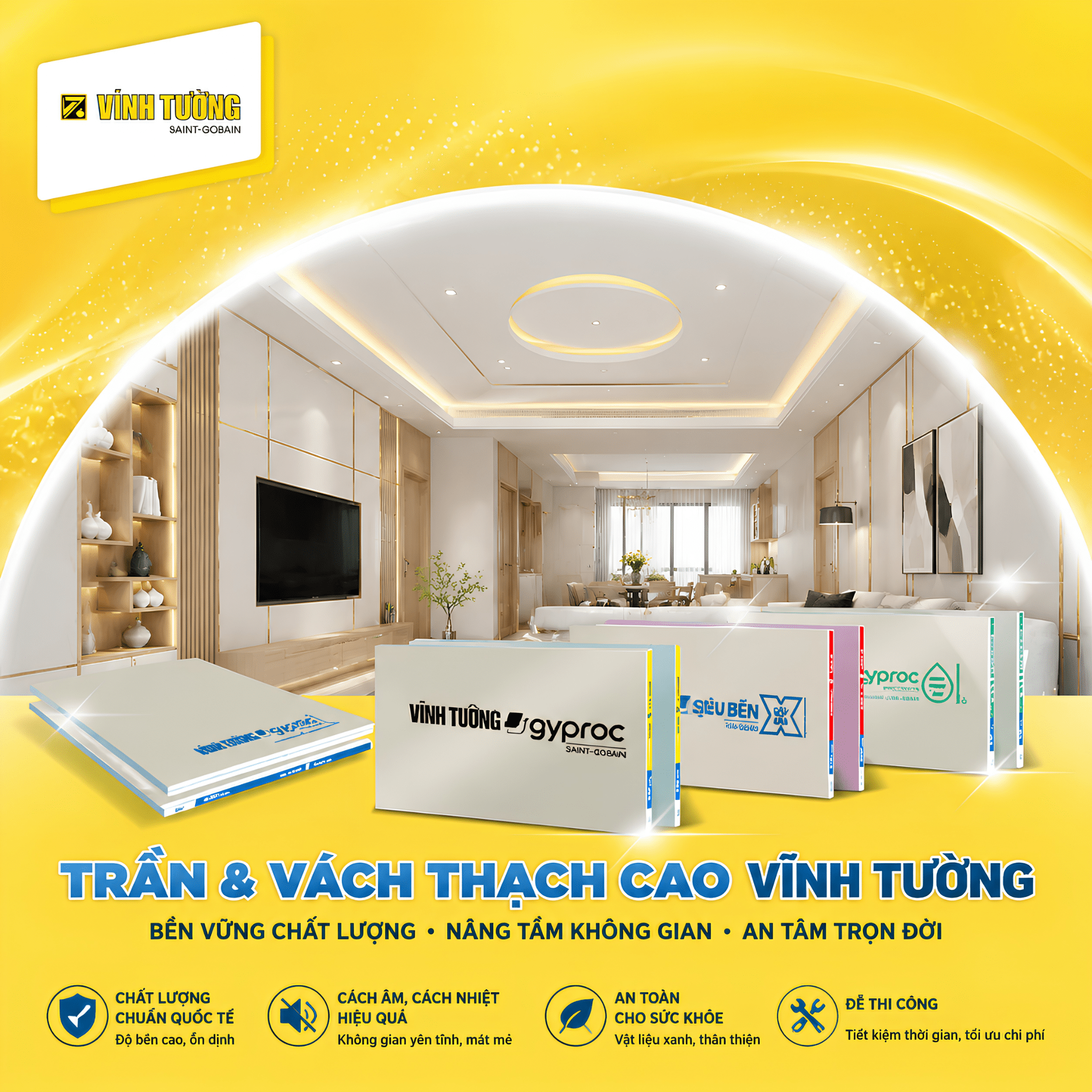 Chủ nhà có thể kết hợp các hệ giải pháp trần và vách Vĩnh Tường để điều chỉnh không gian phòng ngủ (Nguồn: Vĩnh Tường)
