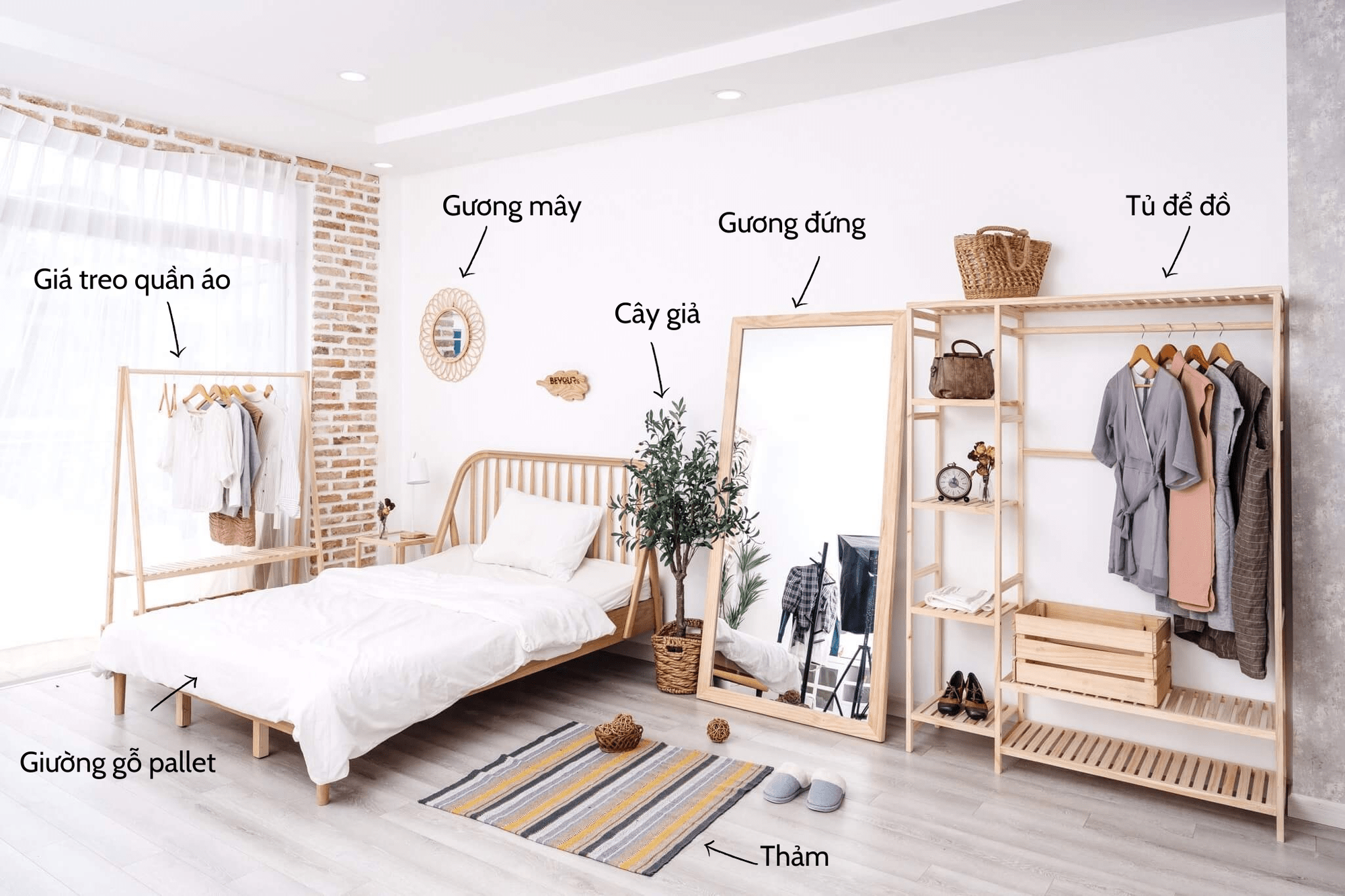 Dùng gương soi decor phòng trọ để ăn gian diện tích