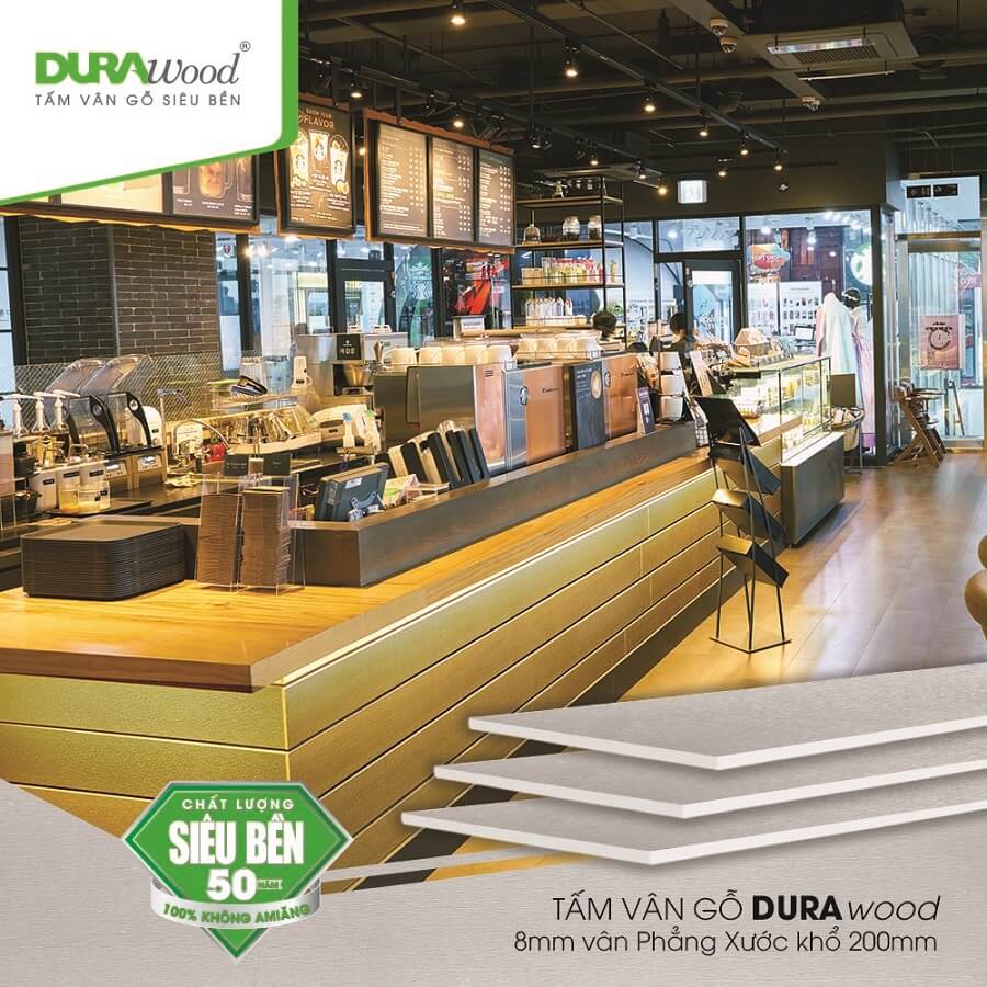 Giá tấm ốp tường vân gỗ - quán cafe