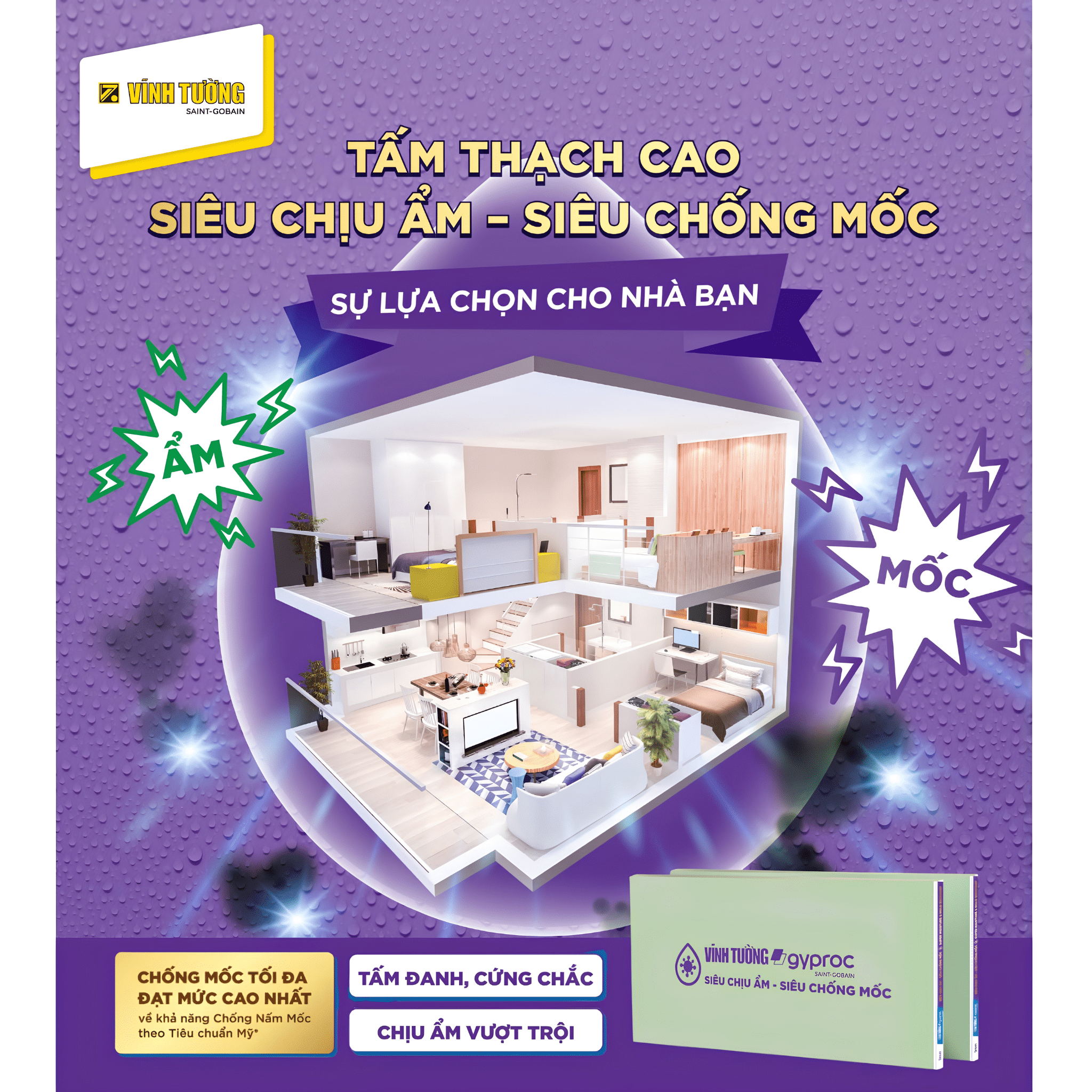 Hệ giải pháp Siêu Chịu Ẩm phù hợp với khu vực bếp thường xuyên tiếp xúc với hơi ẩm và nhiệt độ (Nguồn: Vĩnh Tường)