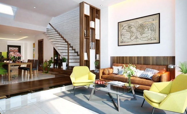 Mẫu kệ vách ngăn phòng khách và cầu thang | Vĩnh Tường