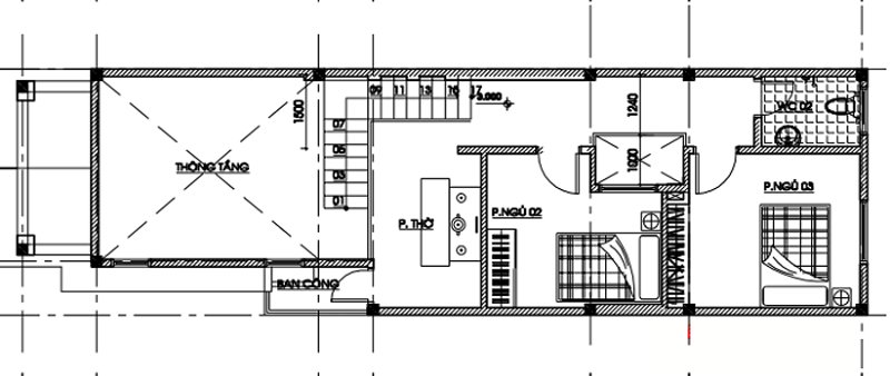 Bản vẽ mặt bằng tầng lầu nhà cấp 4 gác lửng 3 phòng ngủ mái dốc hiện đại giá 300 triệu