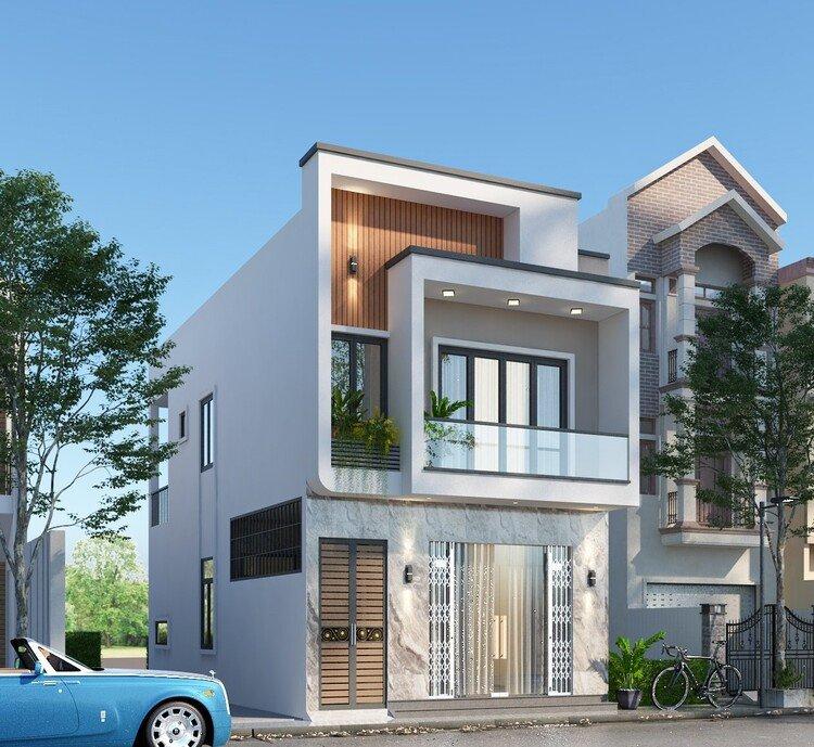 Mẫu mặt tiền nhà ống 2 tầng hiện đại