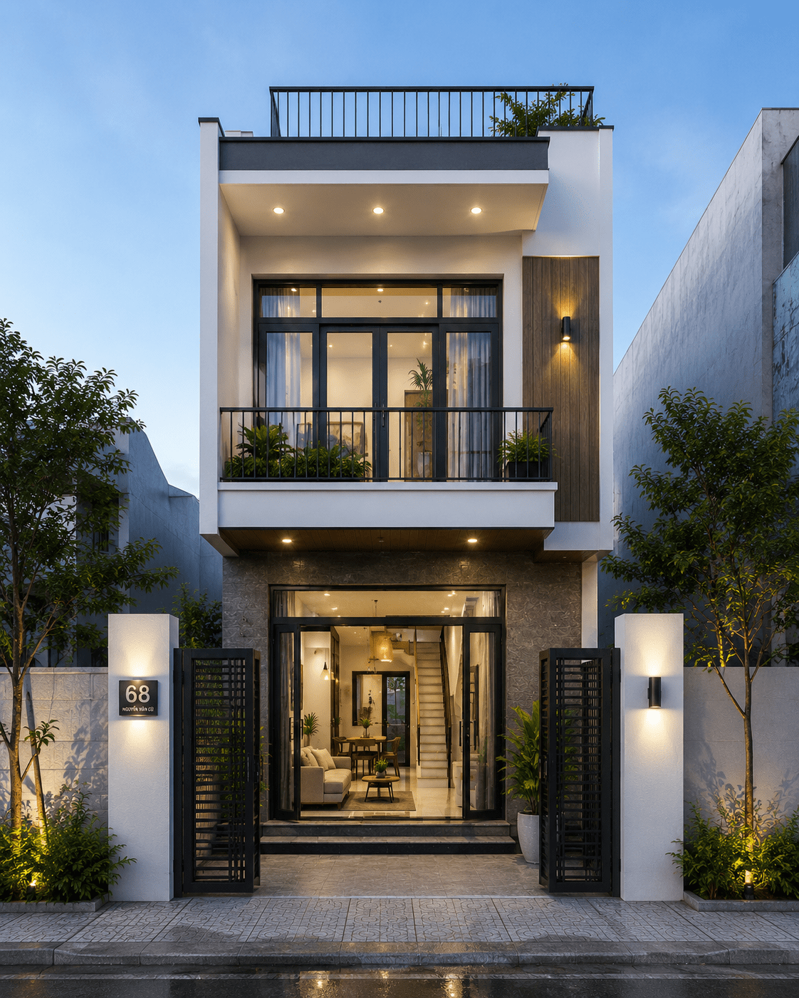Mẫu nhà 2 tầng 3 phòng ngủ diện tích 40m2 tiết kiệm chi phí