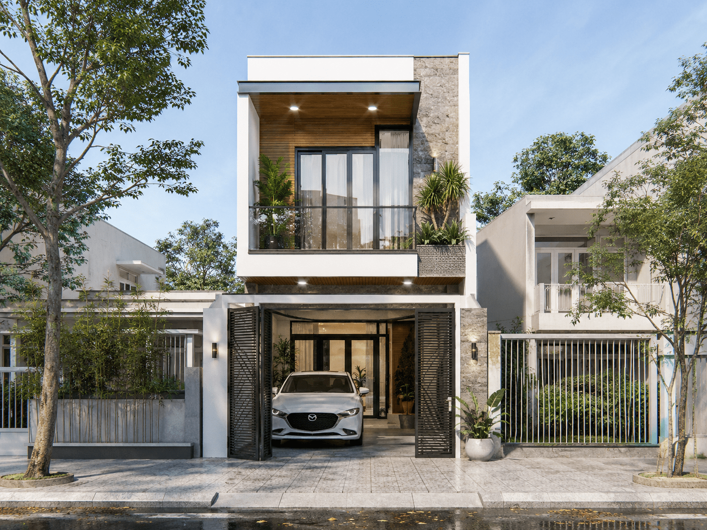 Mẫu nhà 2 tầng 5x15m có gara tiện nghi sẽ cần chi phí xây dựng khoảng 1.3 - 1.4 tỷ đồng