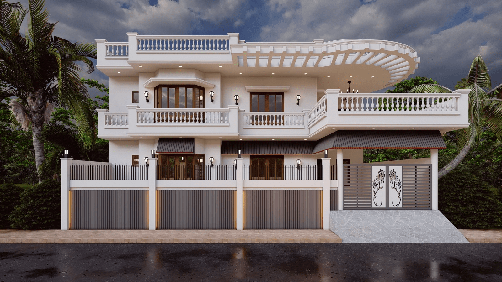 Mẫu nhà 2 tầng 80m2 theo phong cách tân cổ điển 