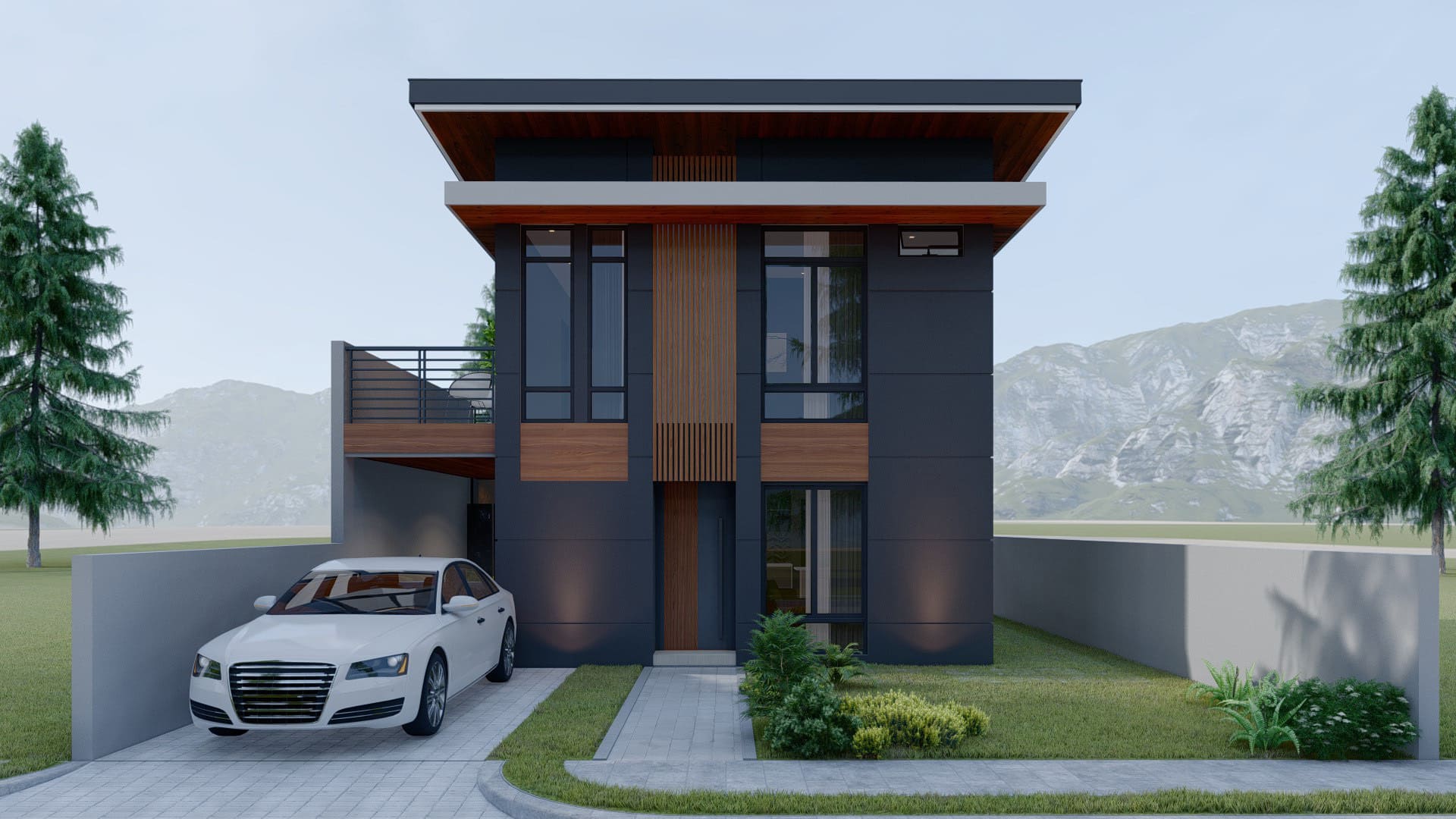 mẫu nhà 2 tầng nông thôn 500 triệu hiện đại có sân vườn