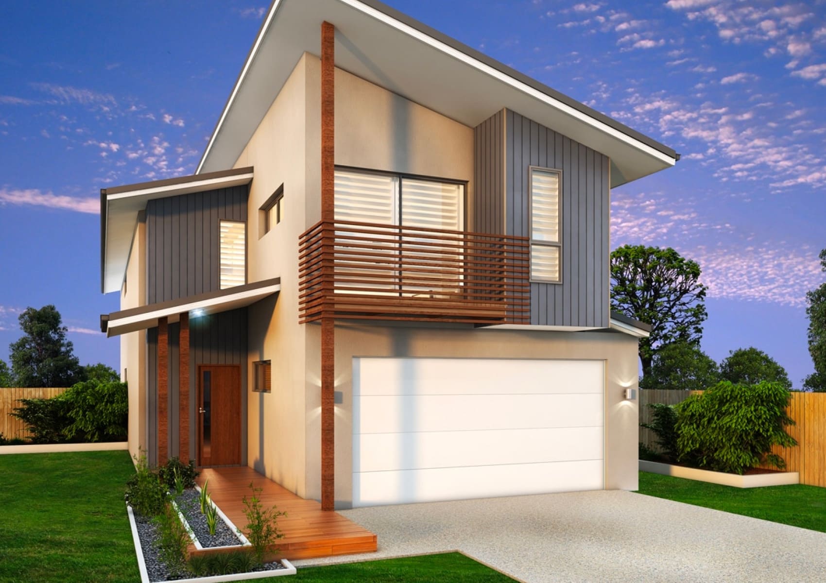 mẫu nhà 2 tầng nông thôn 500 triệu có gara hiện đại 
