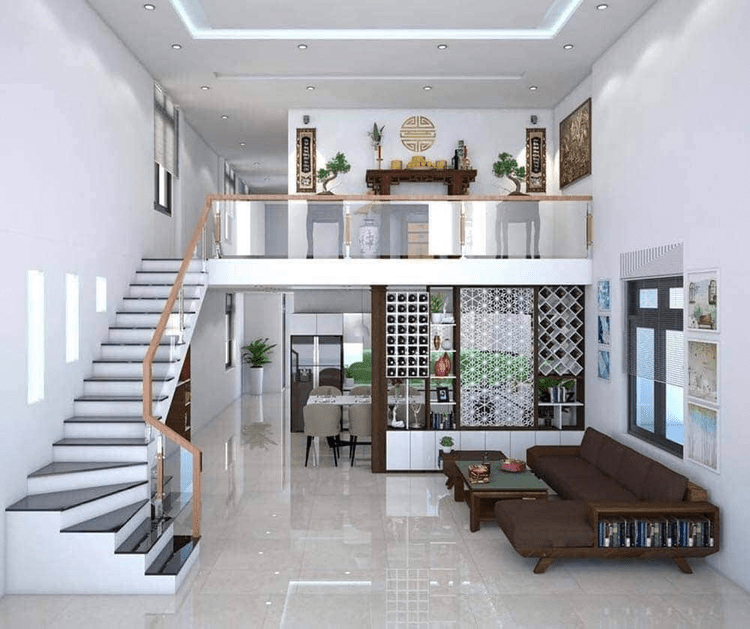 Mẫu nhà cấp 4 đẹp có gác lửng tiện nghi