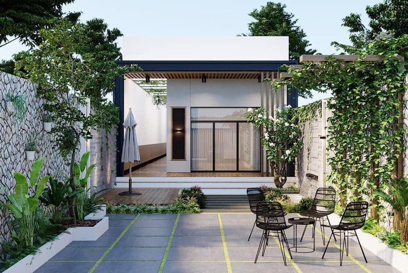 Mẫu nhà cấp 4 đẹp có sân vườn
