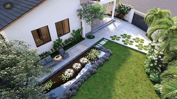 Sân vườn mẫu nhà cấp 4 đẹp, thoáng mát