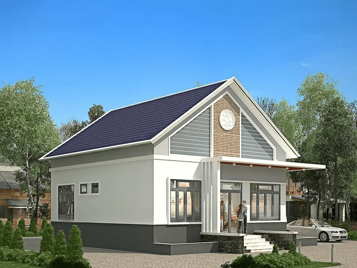 Mẫu nhà cấp 4 đẹp 2 mái xuôi hiện đại, hỗ trợ thoát nước