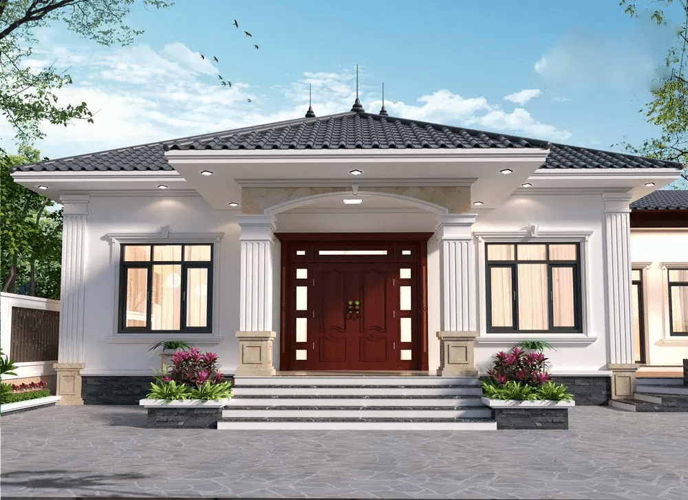 Mẫu nhà cấp 4 đẹp mái Nhật thoát nước tốt