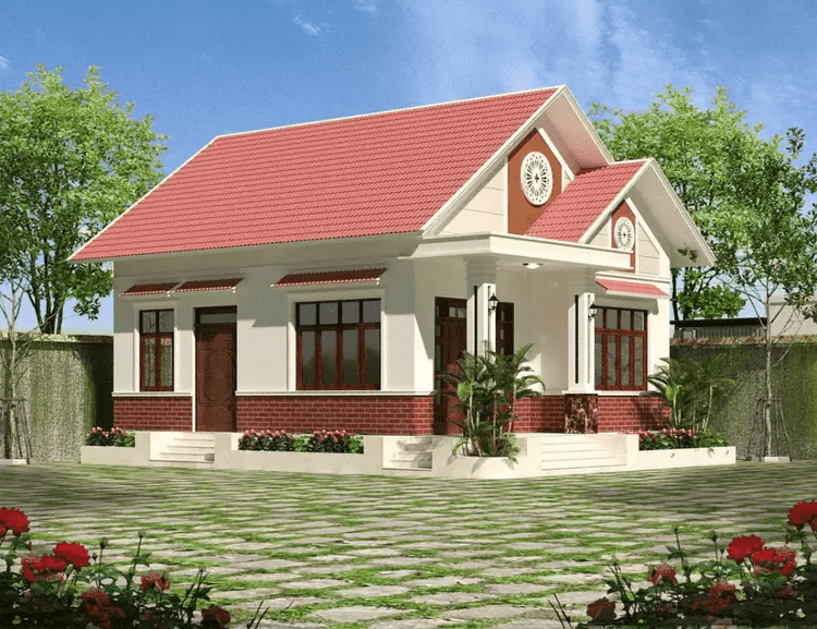 Mẫu nhà cấp 4 đẹp mái ngói đỏ giá rẻ