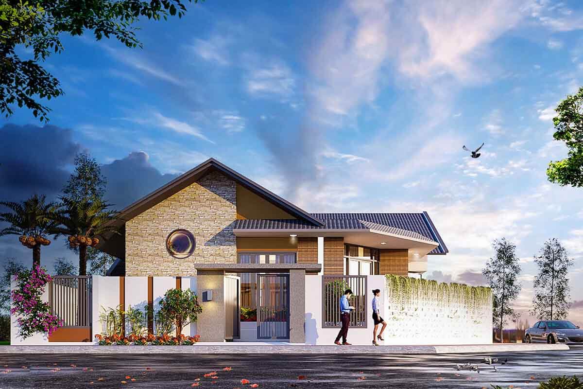 Khu vực mặt tiền của mẫu nhà cấp 4 đẹp