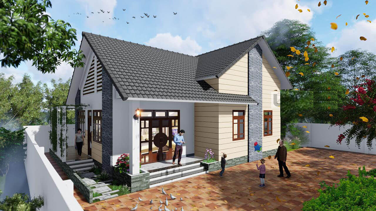 Mẫu thiết kế nhà cấp 4 đẹp 2 mặt tiền