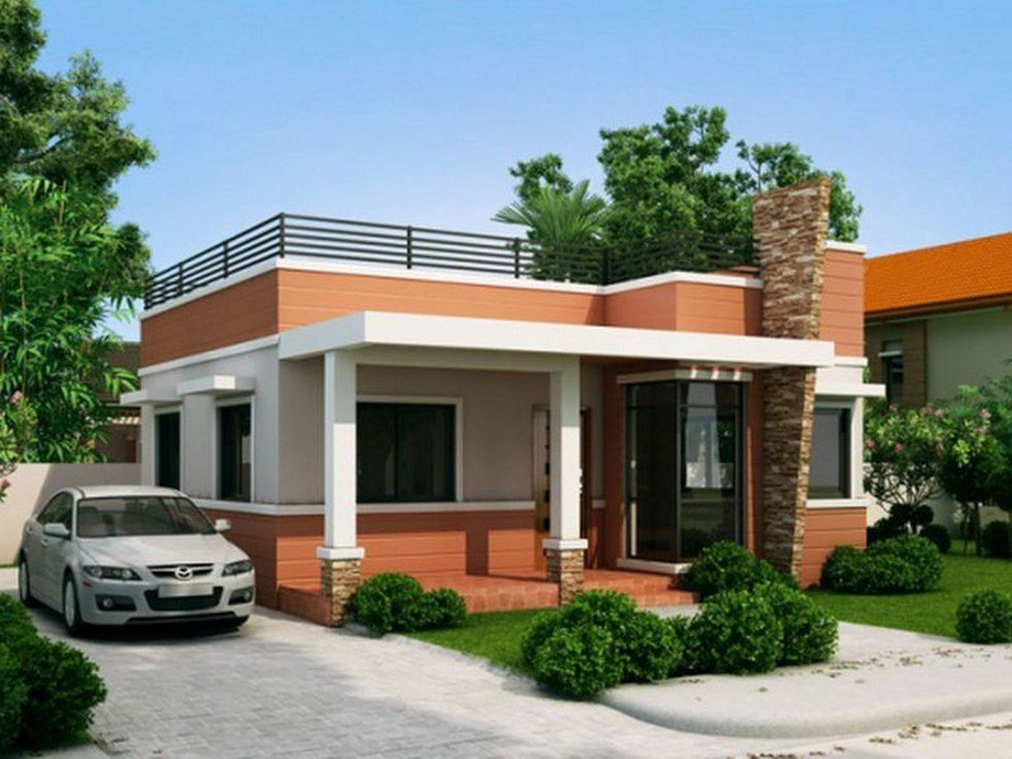 Mẫu nhà cấp 4 đẹp có sân thượng