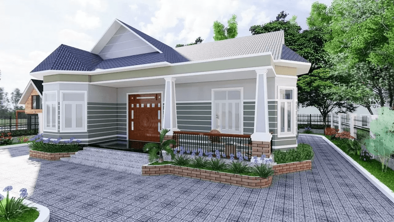 Mẫu thiết kế nhà cấp 4 đẹp ngang 10m