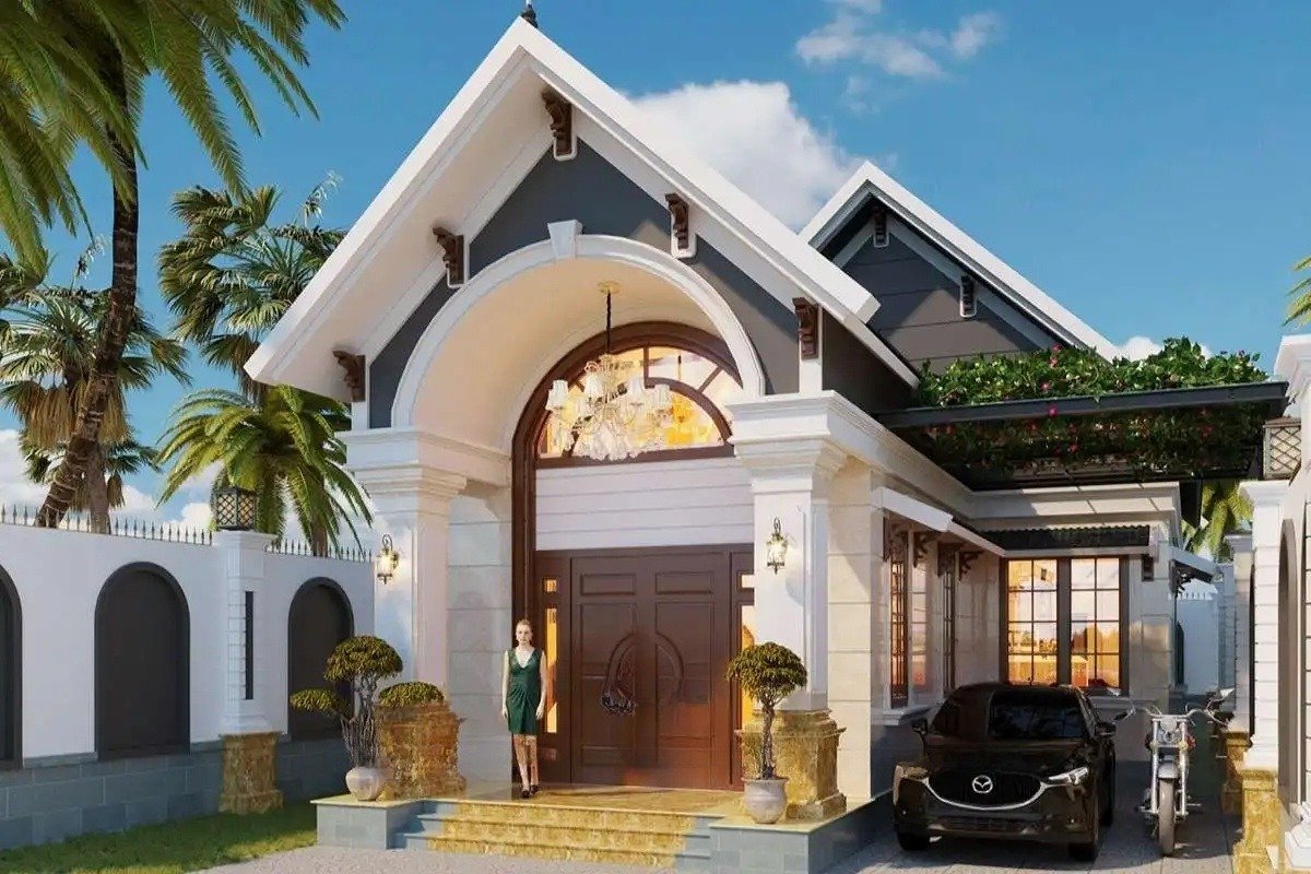 Mặt thiết kế nhà cấp 4 5x20m đẹp hiện đại