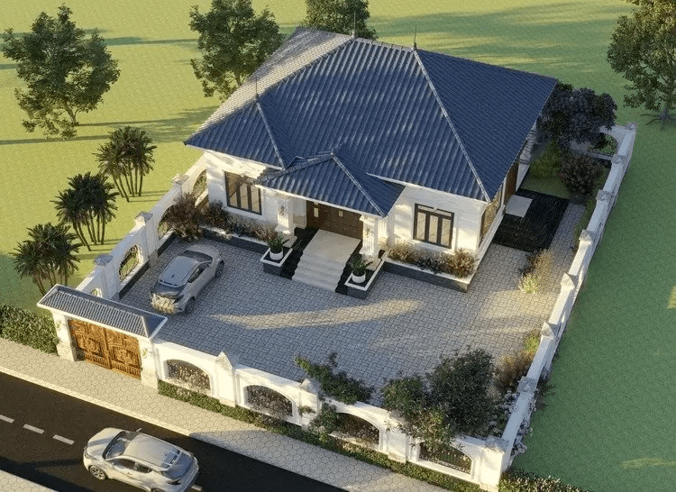 Mẫu nhà cấp 4 đẹp, hiện đại mái Nhật