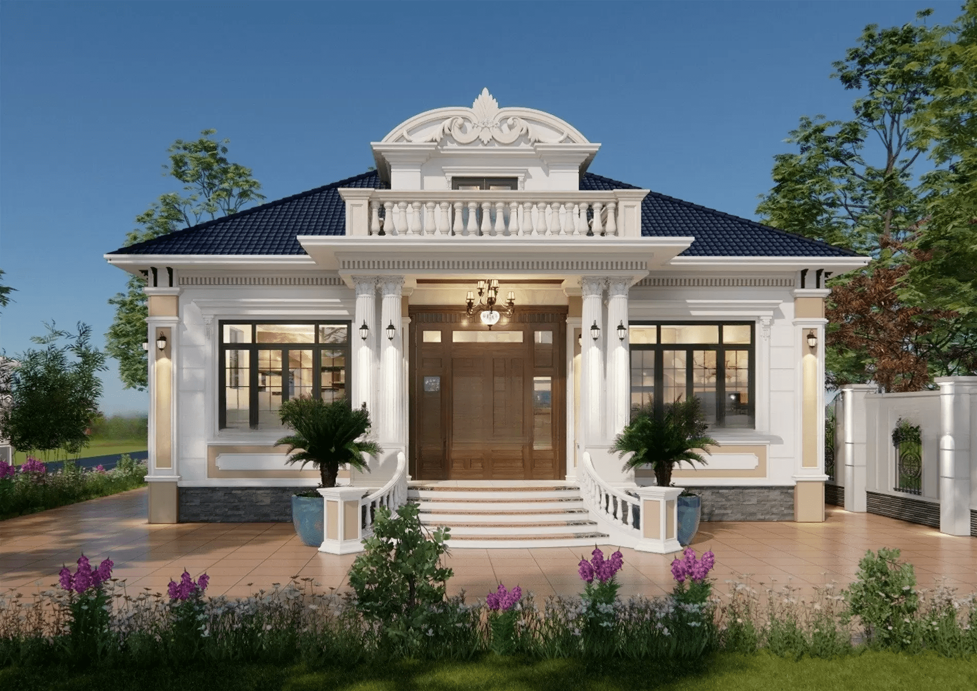Mẫu nhà cấp 4 tân cổ điển đẹp, sang trọng