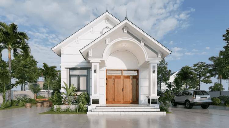Mẫu nhà cấp 4 đẹp đơn giản gam màu trắng